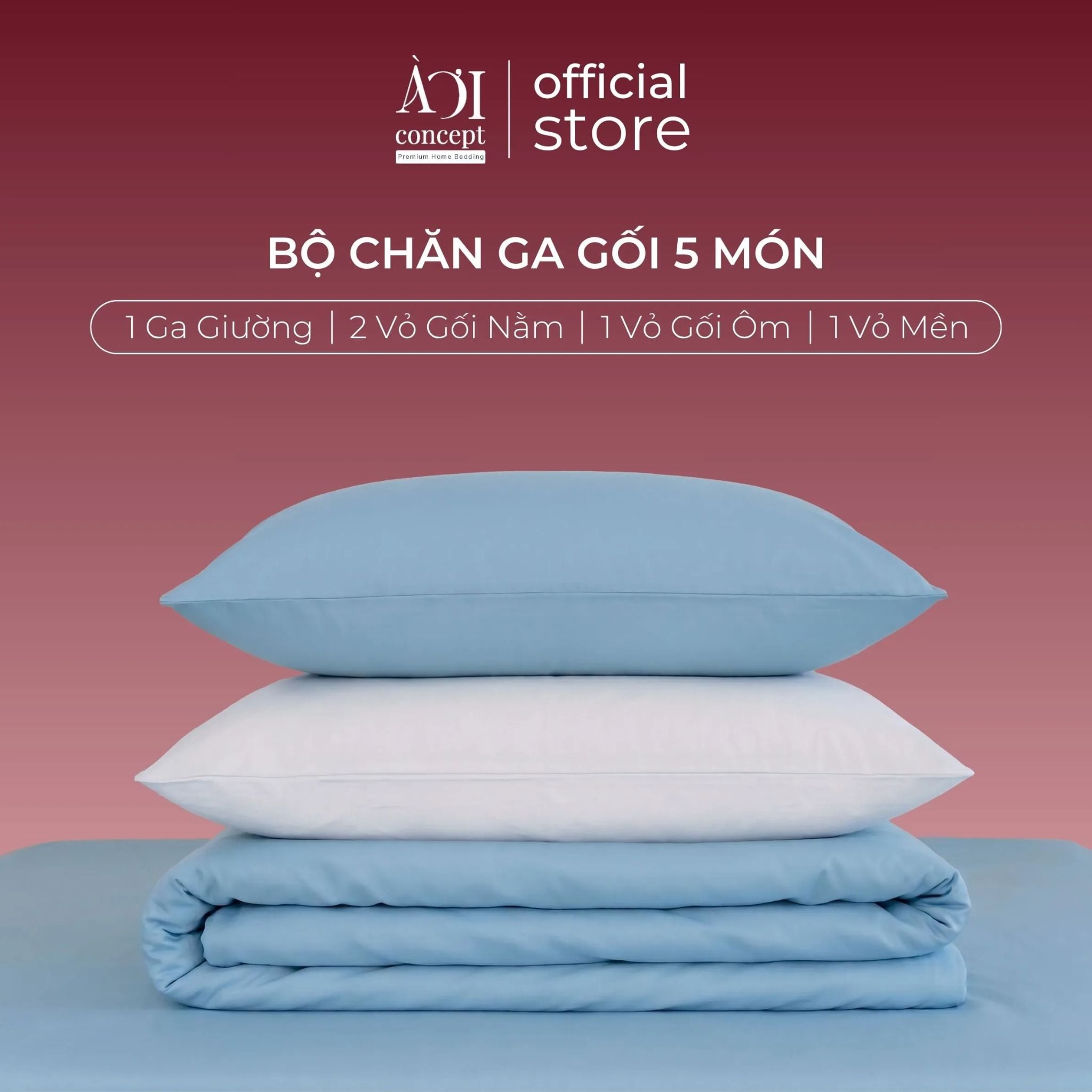  Bộ chăn ga gối Tencel 60s Fresh Dream [Blue Sky x Trắng Tinh] À ƠI CONCEPT 