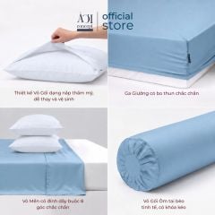  Bộ chăn ga gối Tencel 60s Fresh Dream [Blue Sky x Trắng Tinh] À ƠI CONCEPT 