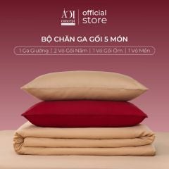 Bộ chăn ga gối Tencel 60s Pure Romance [Đỏ Nhung x Nâu Cà Phê] À ƠI CONCEPT