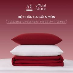 Bộ chăn ga gối Tencel 60s Velvet Embrace [Đỏ Nhung x Trắng Tinh] À ƠI CONCEPT