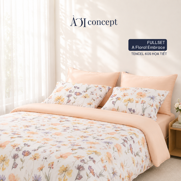  Bộ chăn ga gối Tencel 60s, họa tiết [ A Floral Embrace ] À ƠI CONCEPT 