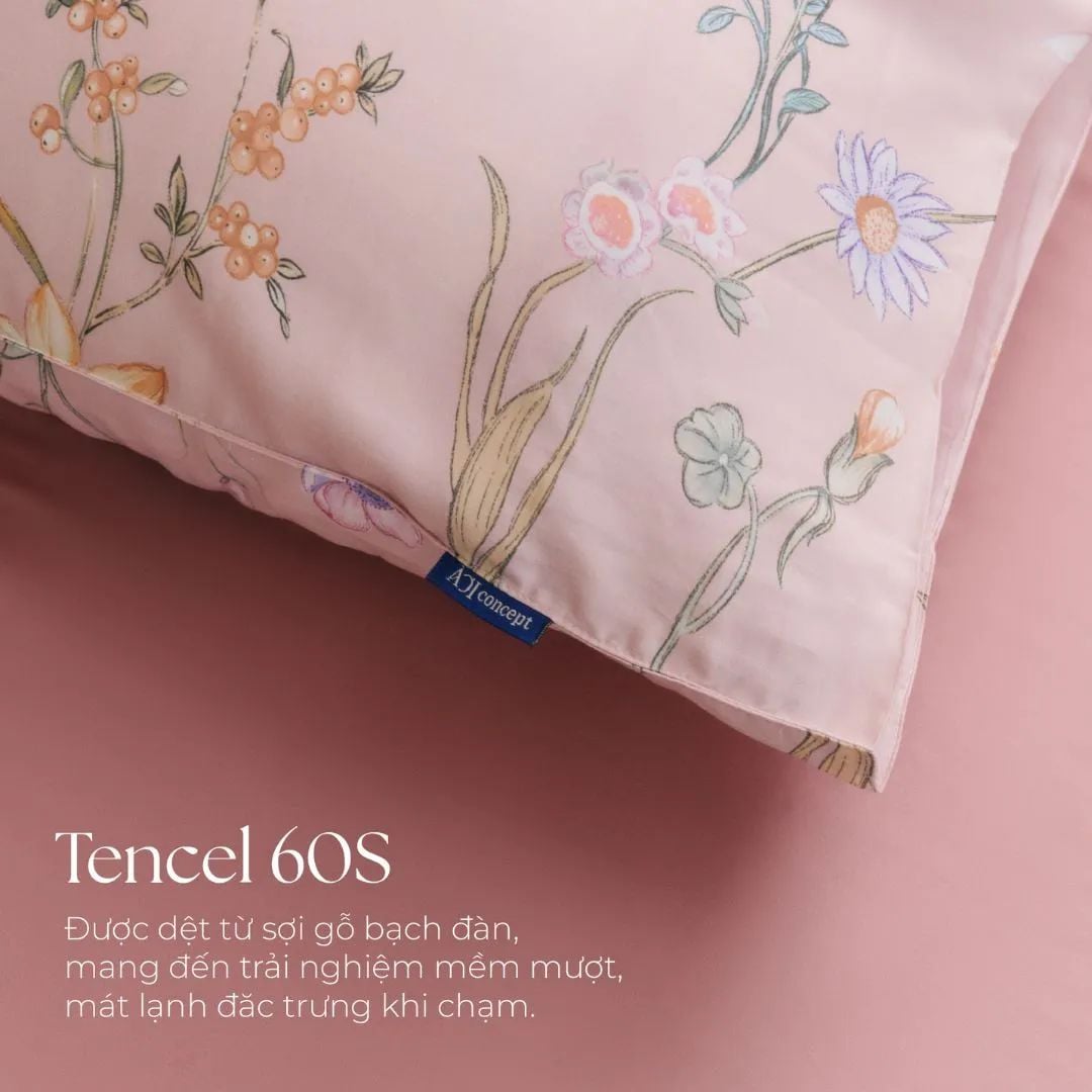  Bộ chăn ga gối Tencel 60s, họa tiết [ Red Wine Garden ] À Ơi Concept 