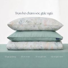 Bộ chăn ga gối Tencel 60s, họa tiết [ Cactus Farm] À ƠI CONCEPT CGHT005