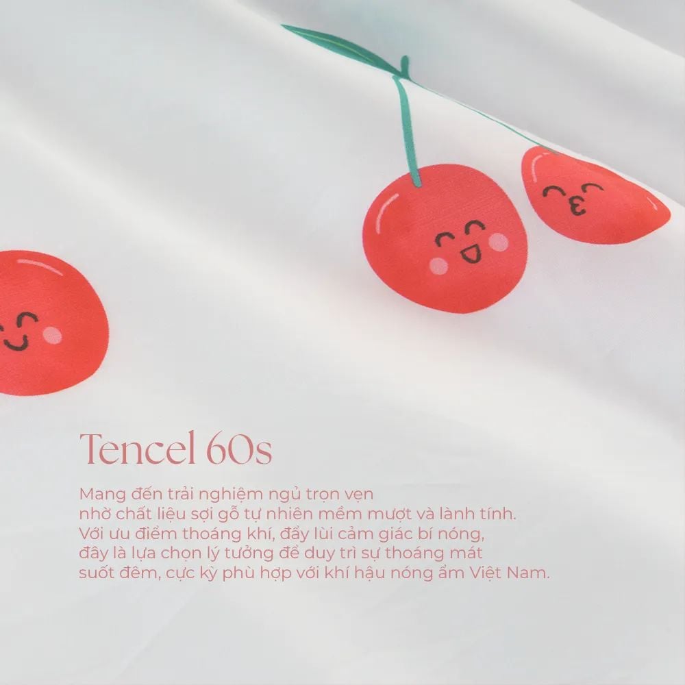  Bộ chăn ga gối Tencel 60s, họa tiết [ Cherry Pop ] À ƠI CONCEPT 