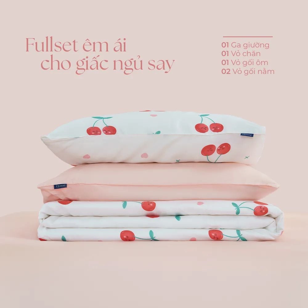  Bộ chăn ga gối Tencel 60s, họa tiết [ Cherry Pop ] À ƠI CONCEPT 
