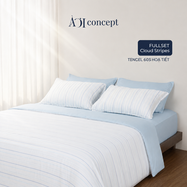  Bộ chăn ga gối Tencel 60s, họa tiết [ Cloud Stripes ] À ƠI CONCEPT 
