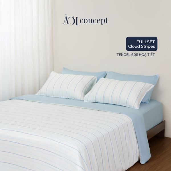  Bộ chăn ga gối Tencel 60s, họa tiết [ Cloud Stripes ] À ƠI CONCEPT 