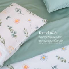  Bộ chăn ga gối Tencel 60s, họa tiết [Fleur Sage] À ƠI CONCEPT 