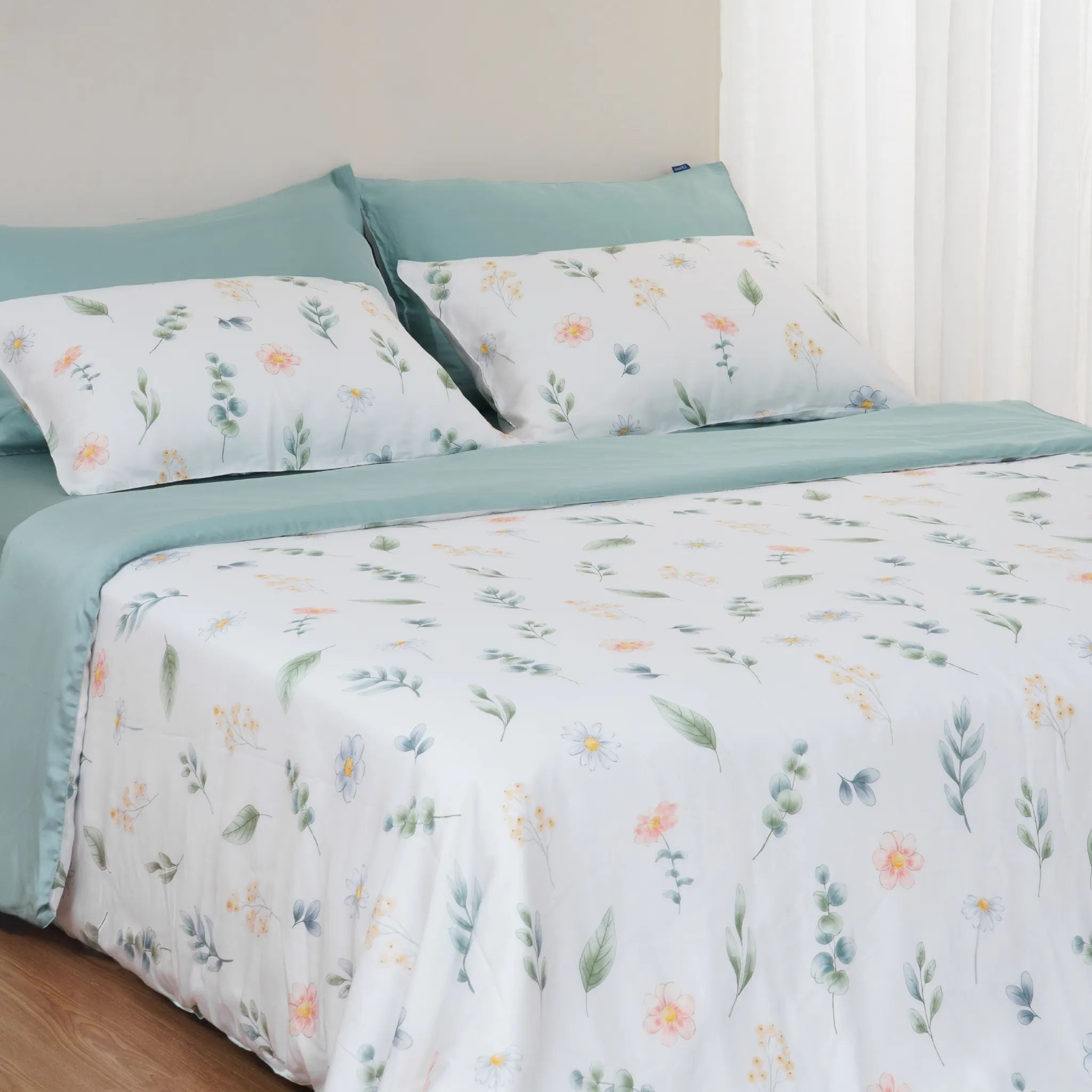  Bộ chăn ga gối Tencel 60s, họa tiết [Fleur Sage] À ƠI CONCEPT 