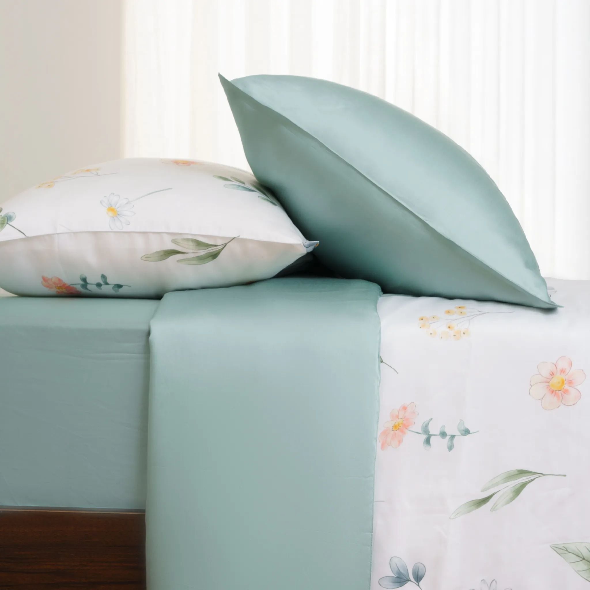  Bộ chăn ga gối Tencel 60s, họa tiết [Fleur Sage] À ƠI CONCEPT 