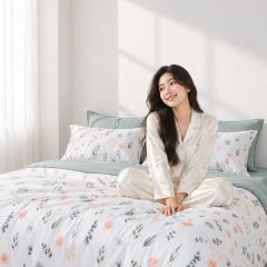  Bộ chăn ga gối Tencel 60s, họa tiết [Fleur Sage] À ƠI CONCEPT 