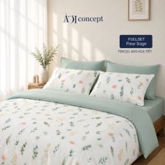  Bộ chăn ga gối Tencel 60s, họa tiết [Fleur Sage] À ƠI CONCEPT 