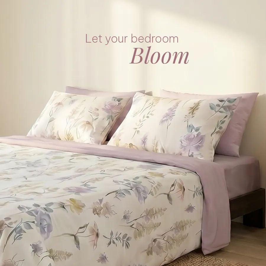 Bộ chăn ga gối Tencel 60s, họa tiết [ Floral Whisper] À ƠI CONCEPT CGHT003 