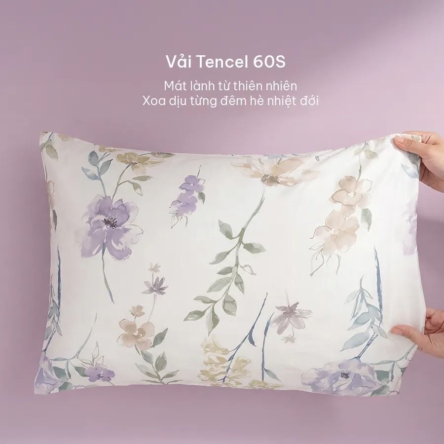  Bộ chăn ga gối Tencel 60s, họa tiết [ Floral Whisper] À ƠI CONCEPT CGHT003 