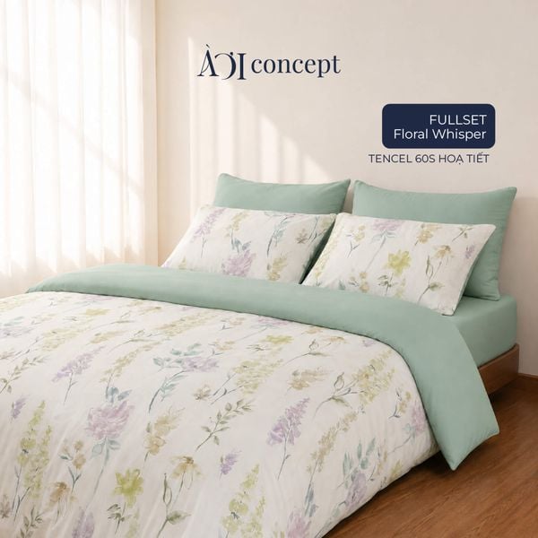  Bộ chăn ga gối Tencel 60s, họa tiết [ Floral Whisper Green ] À ƠI CONCEPT 