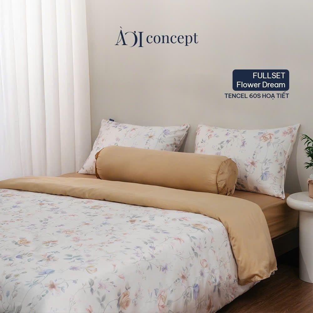 Bộ chăn ga gối Tencel 60s, họa tiết [ Flower Dream] À ƠI CONCEPT CGHT008