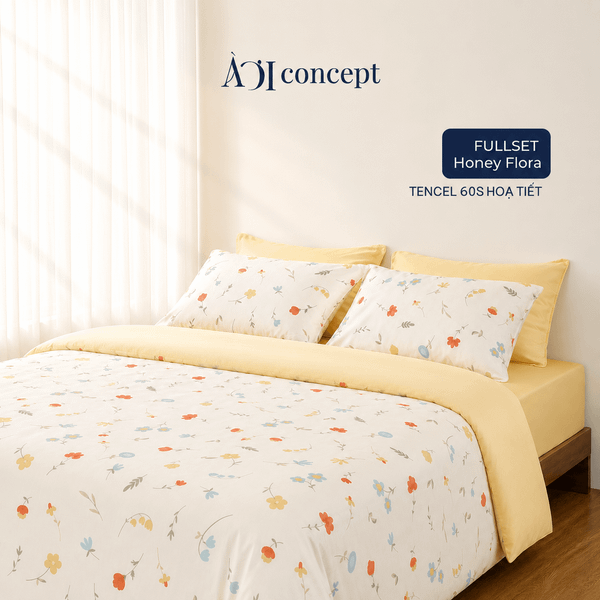  Bộ chăn ga gối Tencel 60s, họa tiết [ Honey Flora ] À ƠI CONCEPT 