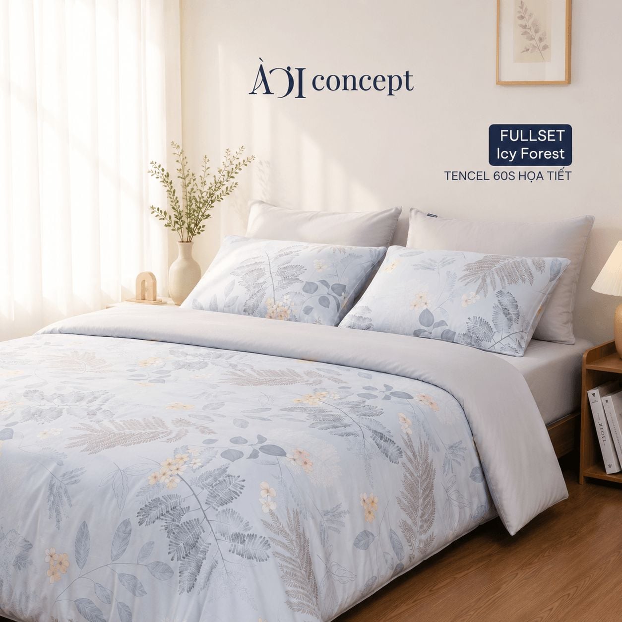  Bộ chăn ga gối Tencel 60s, họa tiết [ Icy Forest ] À ƠI CONCEPT 