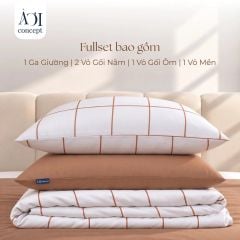 Bộ chăn ga gối Tencel 60s, họa tiết [Ivory and Clay ] À ƠI CONCEPT