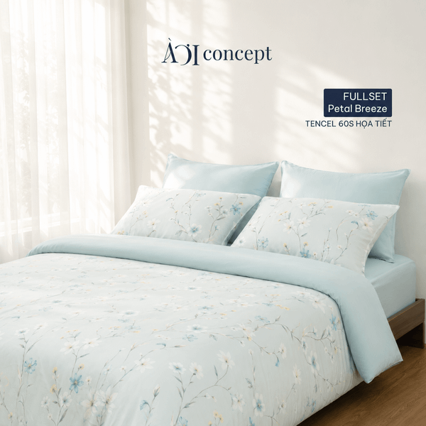  Bộ chăn ga gối Tencel 60s, họa tiết [ Petal Breeze ] À ƠI CONCEPT 