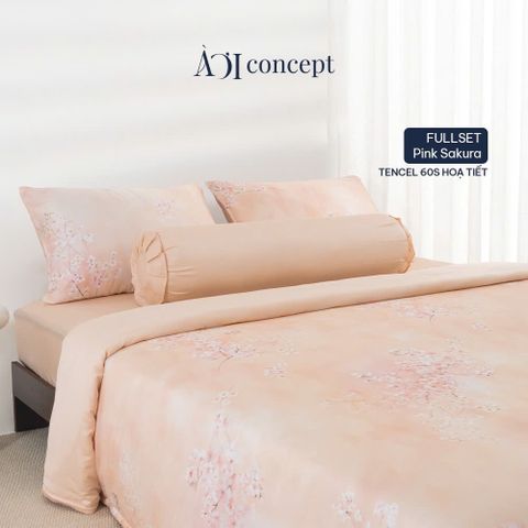  Bộ chăn ga gối Tencel 60s, họa tiết [ Pink Sakura] À ƠI CONCEPT CGHT002 