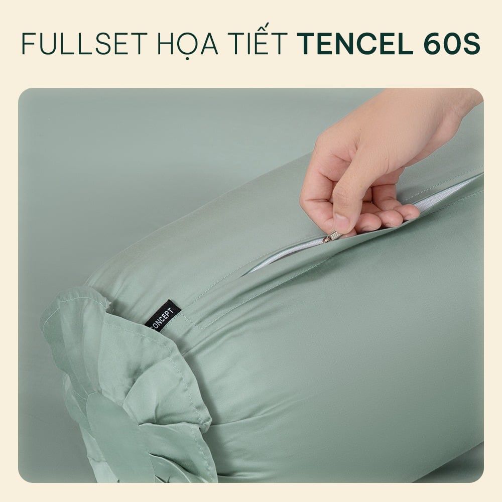 Bộ chăn ga gối Tencel 60s, họa tiết [ Rainfall] À ƠI CONCEPT CGHT001