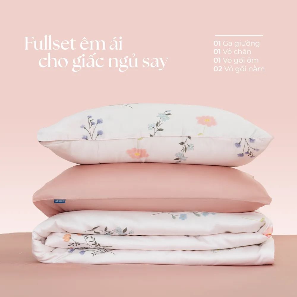  Bộ chăn ga gối Tencel 60s, họa tiết [Rosy Dawn] À ƠI CONCEPT 