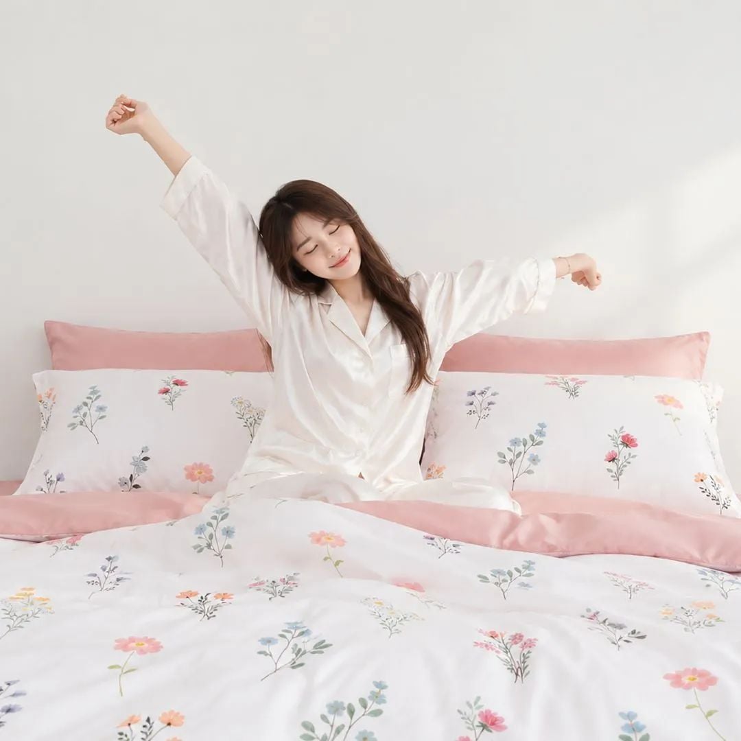  Bộ chăn ga gối Tencel 60s, họa tiết [Rosy Dawn] À ƠI CONCEPT 