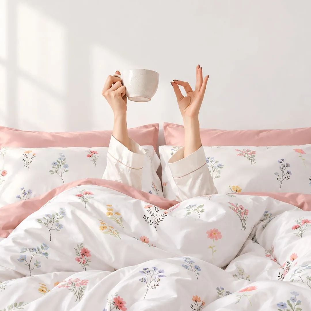  Bộ chăn ga gối Tencel 60s, họa tiết [Rosy Dawn] À ƠI CONCEPT 