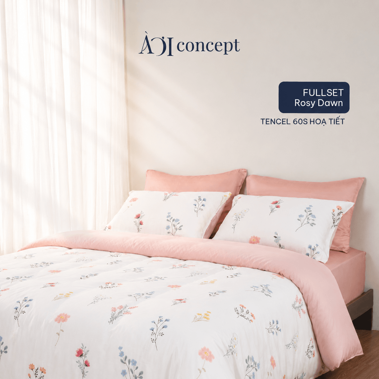  Bộ chăn ga gối Tencel 60s, họa tiết [Rosy Dawn] À ƠI CONCEPT 