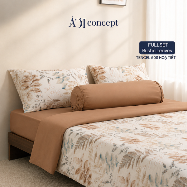  Bộ chăn ga gối Tencel 60s, họa tiết [ Rustic Leaves] À ƠI CONCEPT CGHT004 