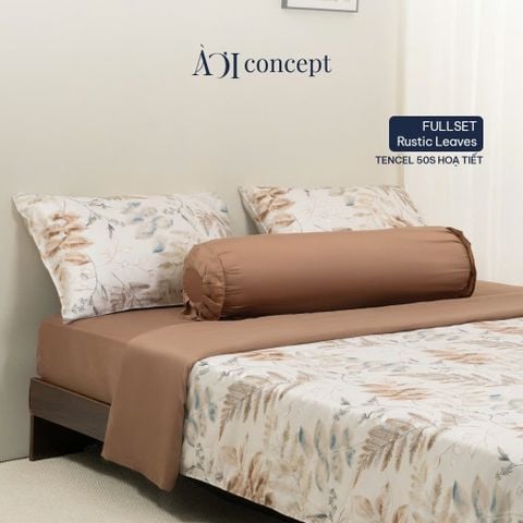  Bộ chăn ga gối Tencel 60s, họa tiết [ Rustic Leaves] À ƠI CONCEPT CGHT004 