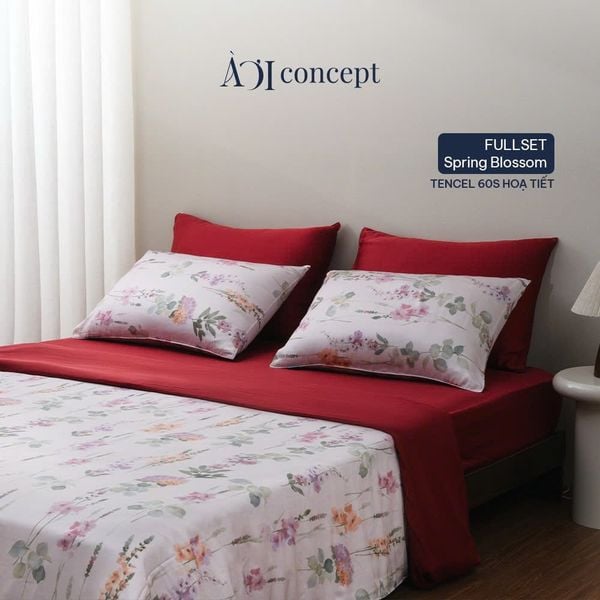  Bộ chăn ga gối Tencel 60s, họa tiết [ Spring Blossom] À ƠI CONCEPT CGHT007 