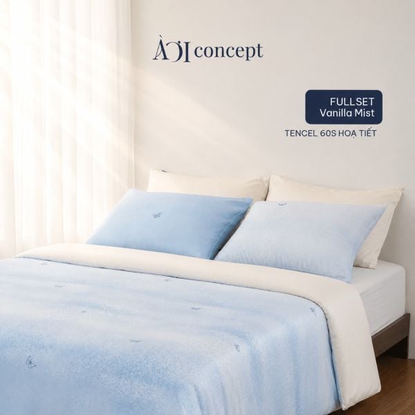  Bộ chăn ga gối Tencel 60s, họa tiết [ Vanilla Mist ] À ƠI CONCEPT 