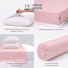 Bộ chăn ga gối Tencel 60s Morning Hug [Trắng Tinh x Hồng San Hô] À ƠI CONCEPT