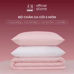  Bộ chăn ga gối Tencel 60s Morning Hug [Trắng Tinh x Hồng San Hô] À ƠI CONCEPT 
