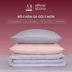 Bộ chăn ga gối Tencel 60s Bright Harmony [Xám Lilac x Hồng San Hô] À ƠI CONCEPT