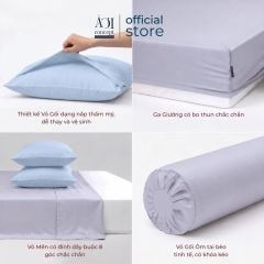  Bộ chăn ga gối Tencel 60s Soft Cloud [Xám Lilac x Xanh Blue Sky] À ƠI CONCEPT 