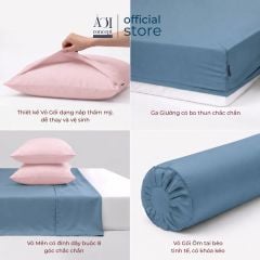  Bộ chăn ga gối Tencel 60s Muted Charm [Xám Xanh x Hồng San Hô] À ƠI CONCEPT 