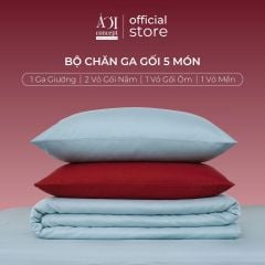 Bộ chăn ga gối Tencel 60s [Xanh Hannah x Đỏ Nhung] À ƠI CONCEPT