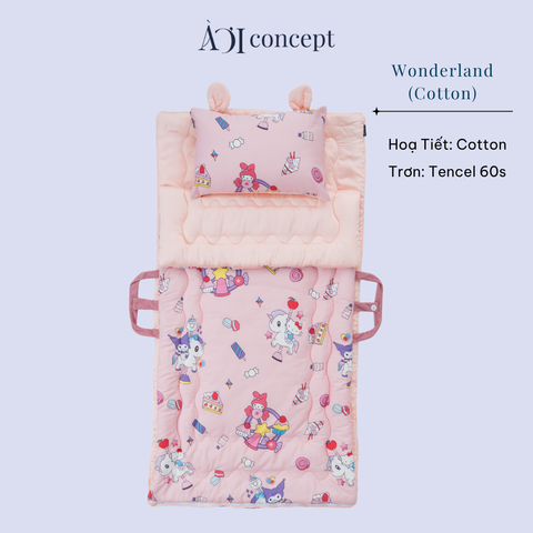 Bộ chăn gối nệm cho bé Tencel 60s, Họa tiết Cotton [ Wonderland] 