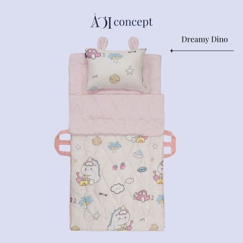  Bộ chăn gối nệm cho bé Tencel 60s, Họa tiết [ Dreamy Dino] 
