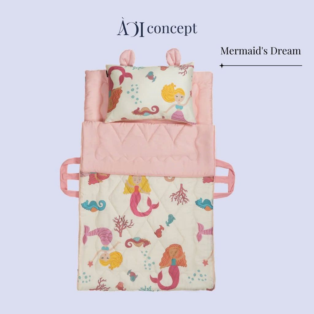 Bộ chăn gối nệm cho bé Tencel 60s, Họa tiết [ Mermaid's Dream]