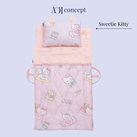  Bộ chăn gối nệm cho bé Tencel 60s, Họa tiết [ Sweetie Kitty] 