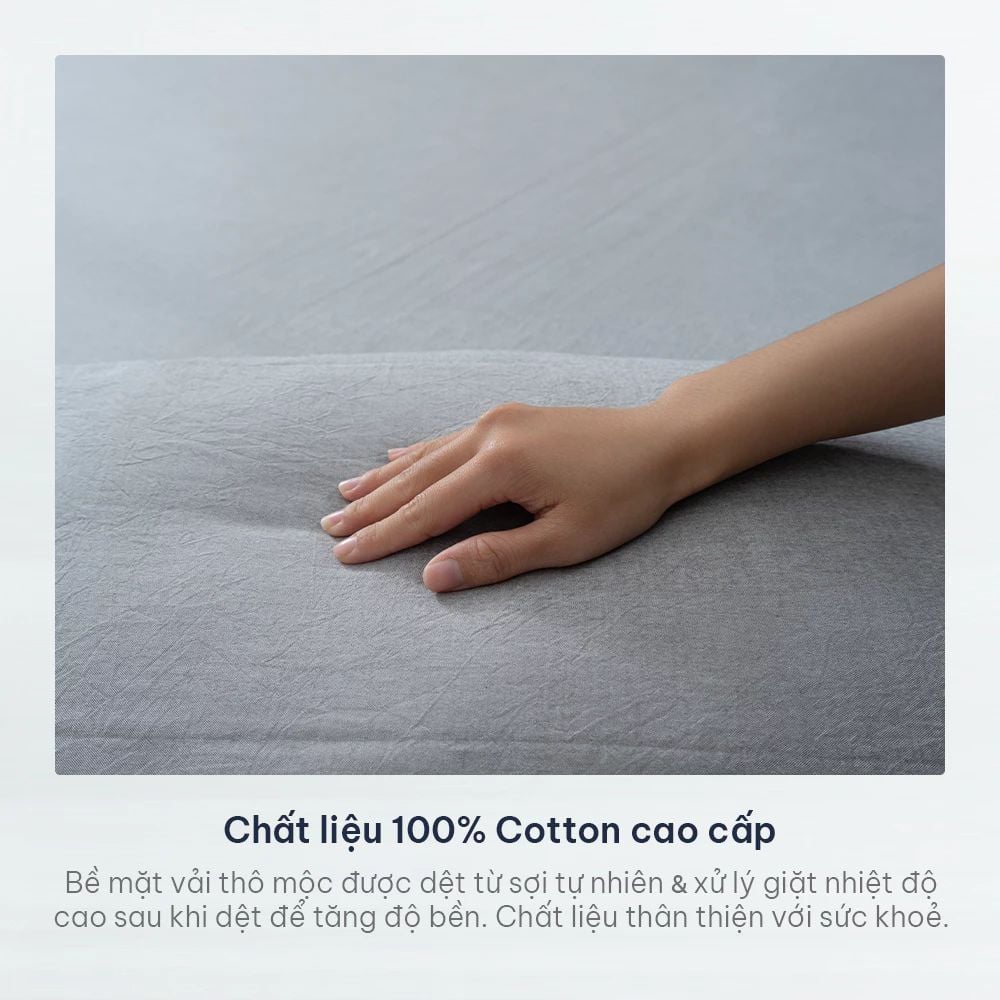  Bộ ga gối 3 món Washed Cotton, 1m2 - 2m2 đơn sắc 