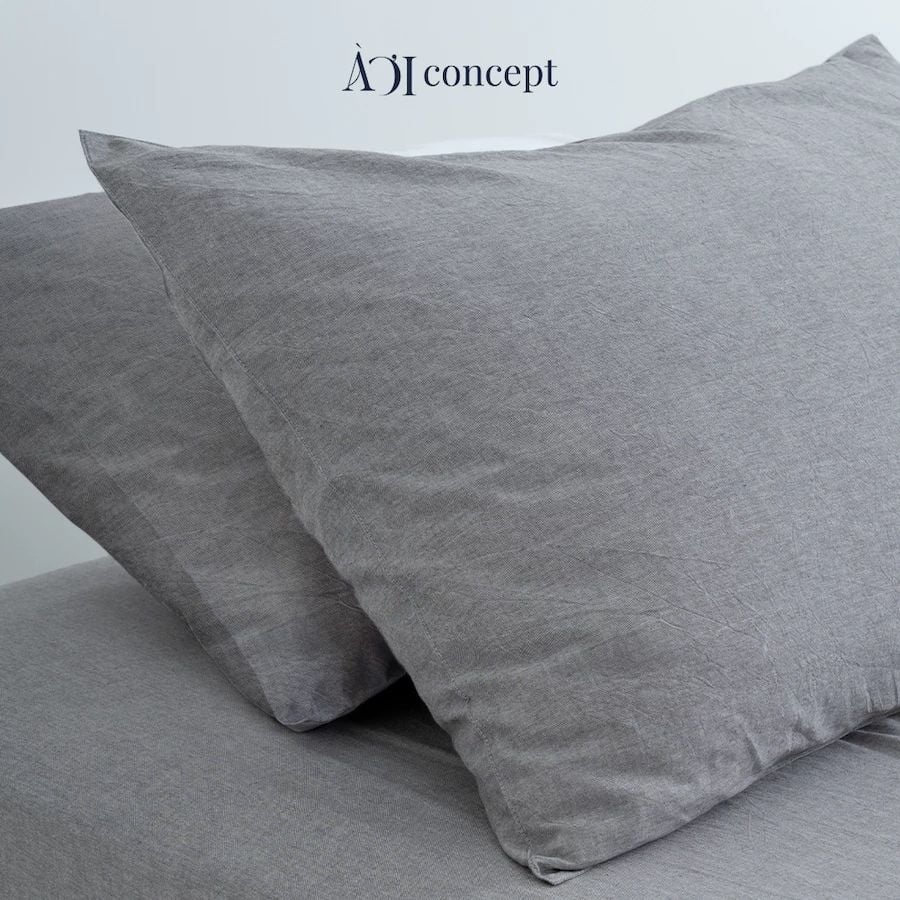  Bộ ga gối 3 món Washed Cotton, 1m2 - 2m2 đơn sắc 