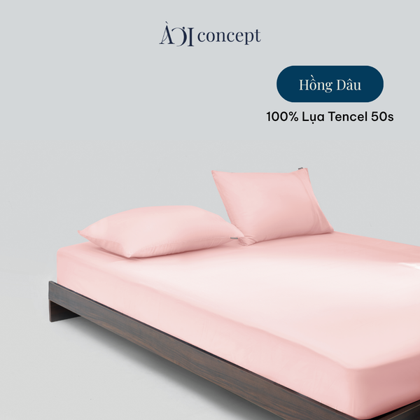  Bộ ga giường & 2 vỏ gối Tencel 50s [ Hồng Dâu] À Ơi Concept CBTC00016 