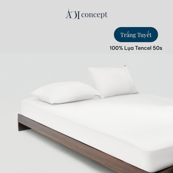  Bộ ga giường & 2 vỏ gối Tencel 50s [ Trắng Tuyết ] À Ơi Concept 