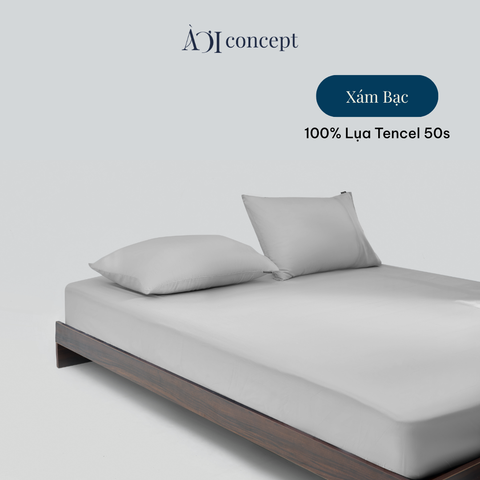  Bộ ga giường & 2 vỏ gối Tencel 50s [ Xám Bạc] À Ơi Concept CBTC00015 