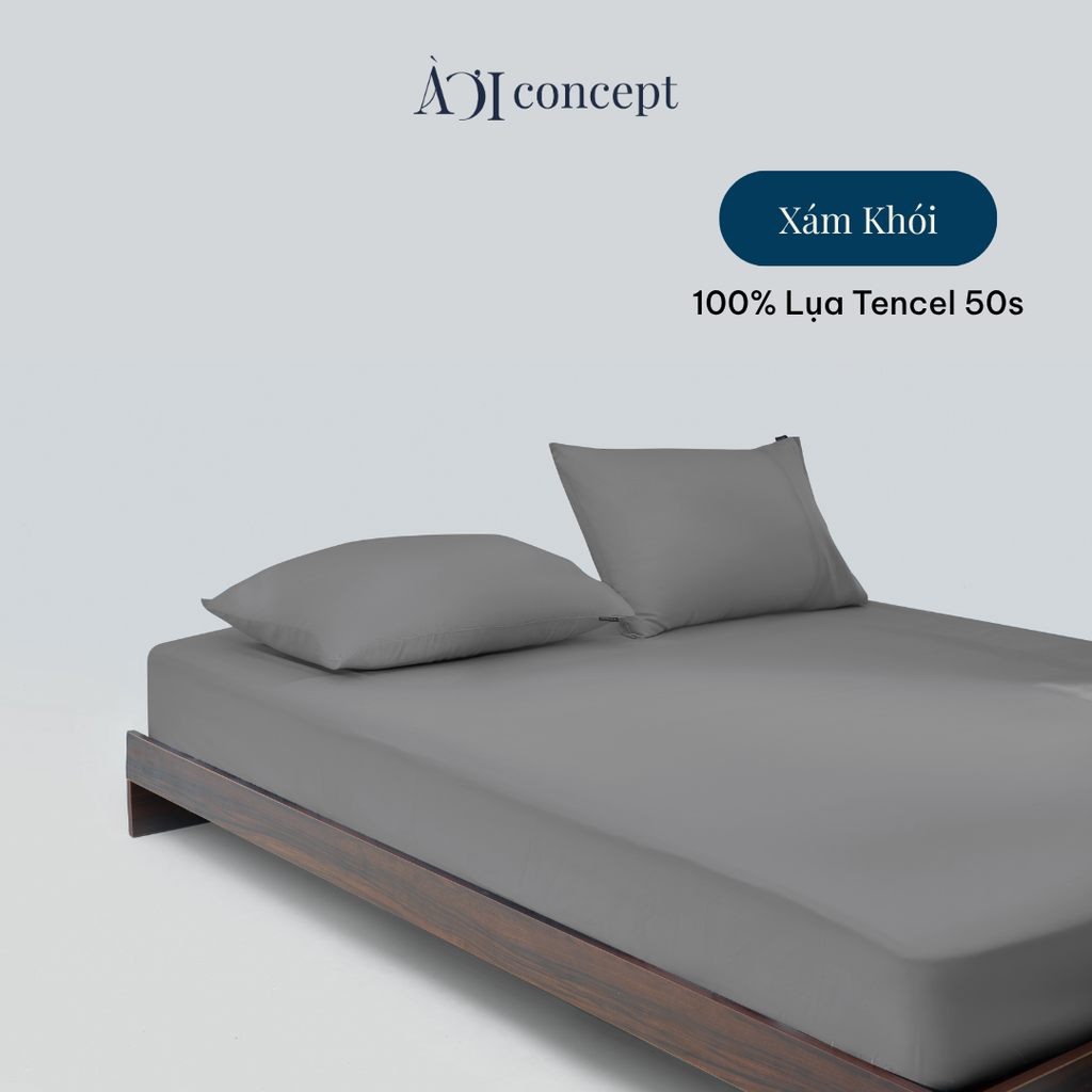 Bộ ga giường & 2 vỏ gối Tencel 50s [ Xám Khói] À Ơi Concept CBTC00012